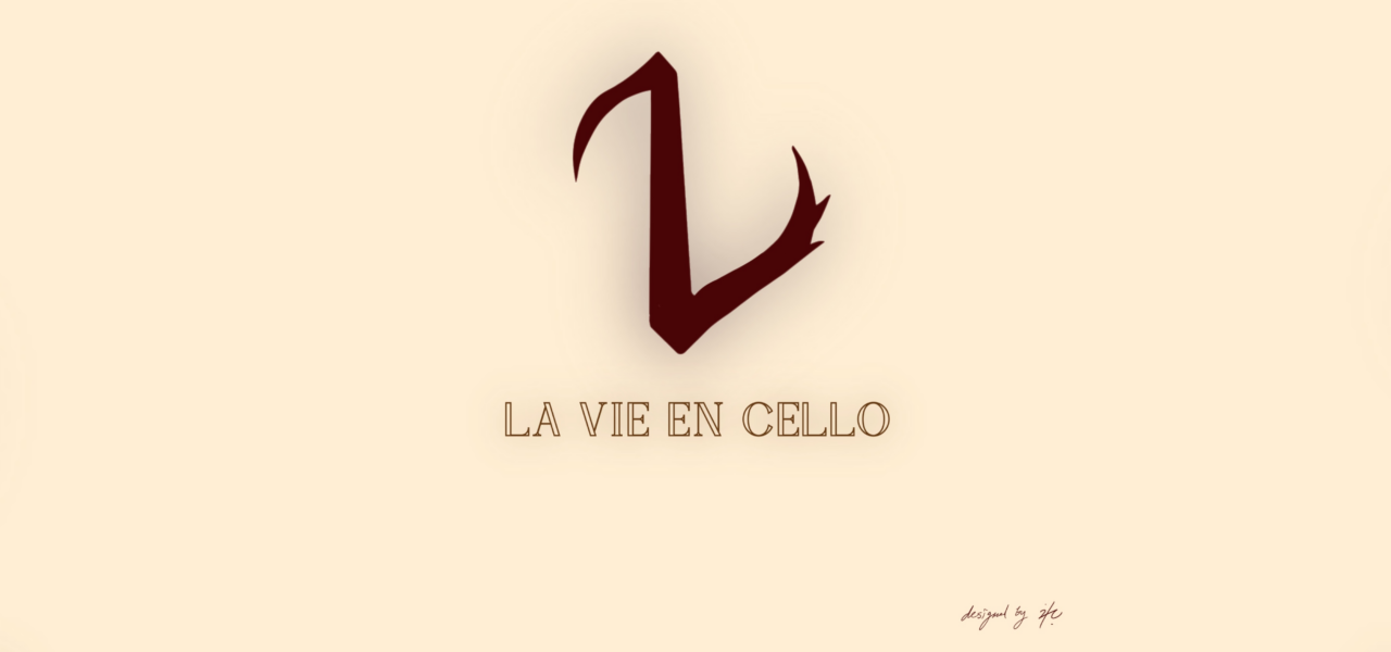 Graphic with LaVie En Cello's logo in burgundy