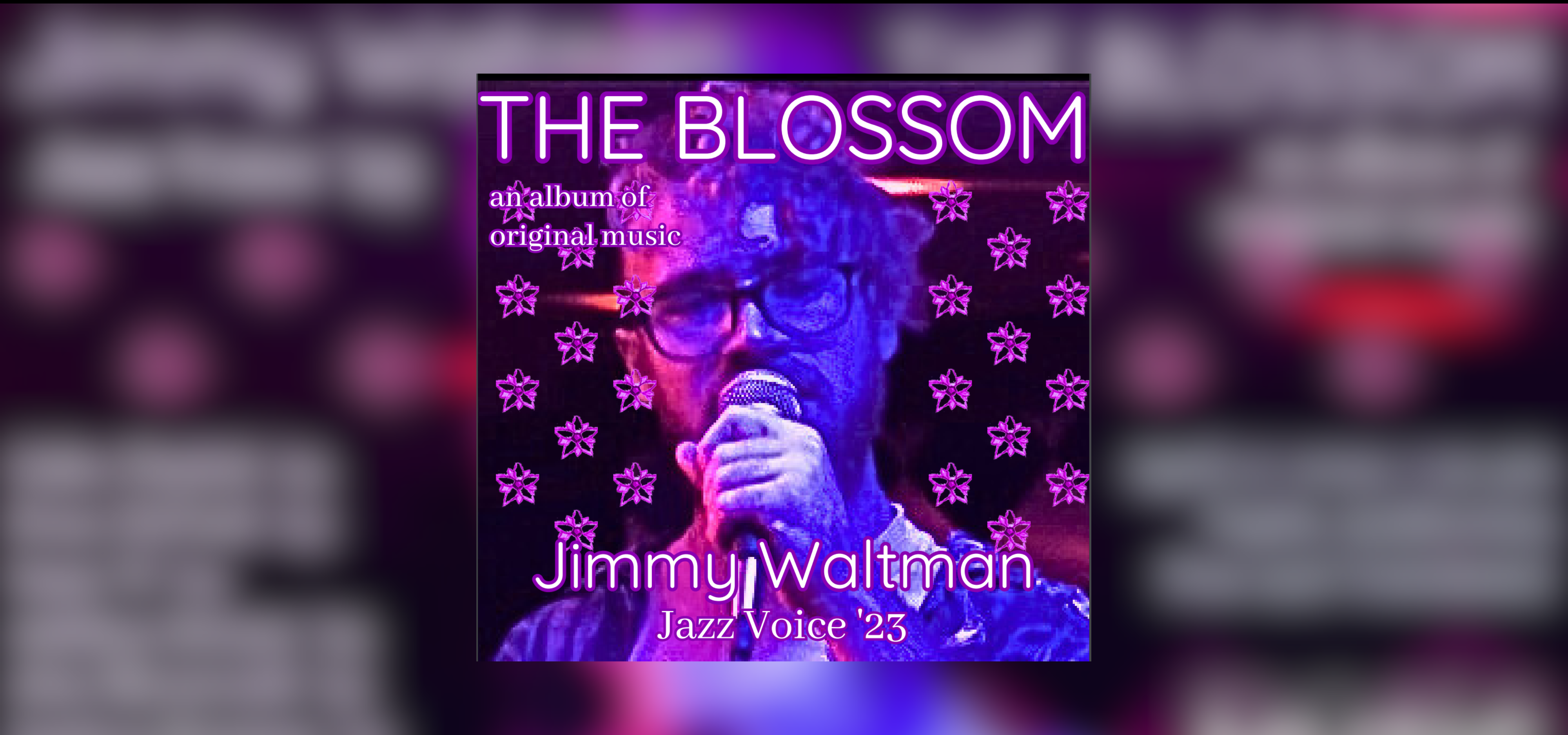 Poster for Jimmy Waltman's senior recital, with a blurred image of Jimmy singing