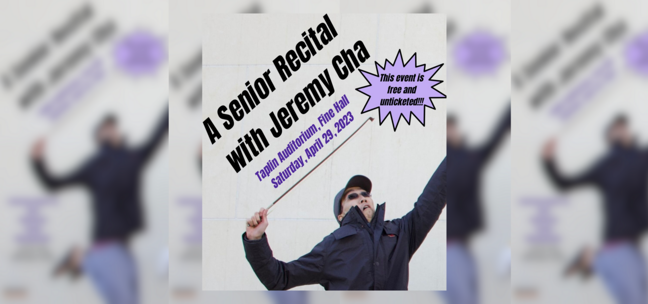 poster with gray background and Jeremy Cha jumping into the air, with text that reads This event is free and unticketed