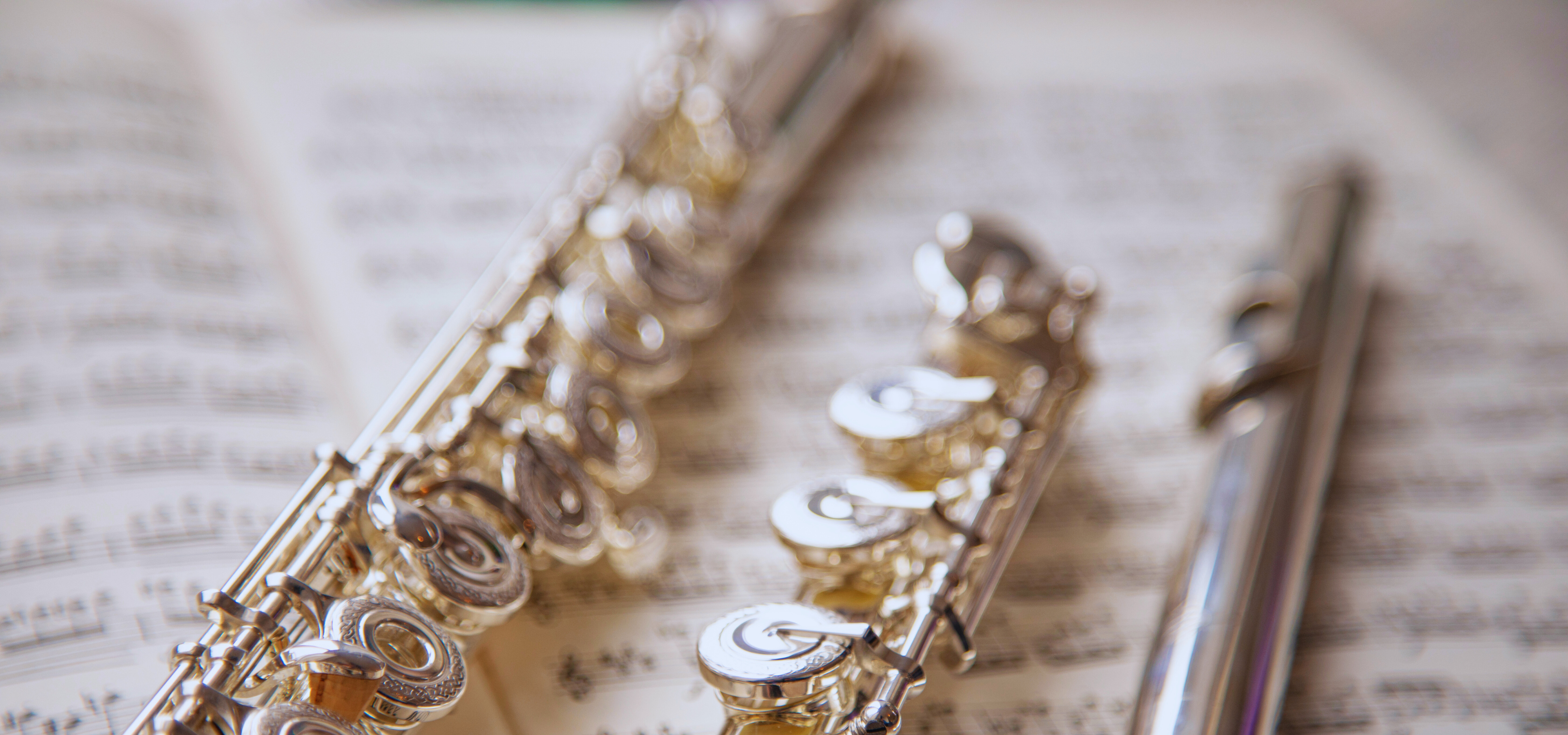 flutes laying across a sheet of music